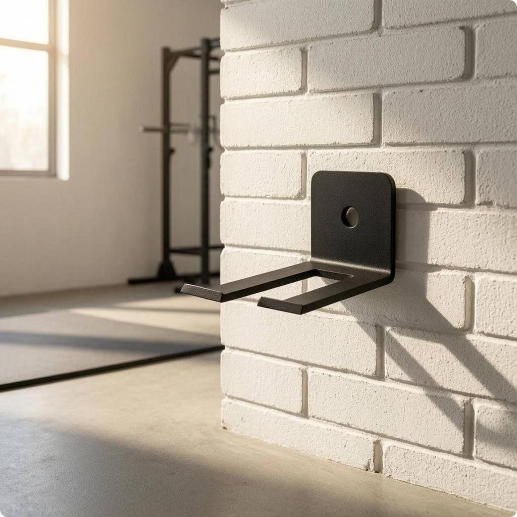 Wall-Mounted Fitness Hook Black Two-Prong Storage Bracket 4 Mm Thick