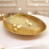 Metall-Blattform-Schale für Heimdekoration, Geschenkartikel, Golden - 11 Zoll