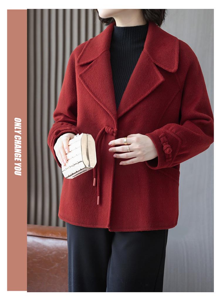 Spring & Autumn Wool Lapel Coat for Middle-aged Women