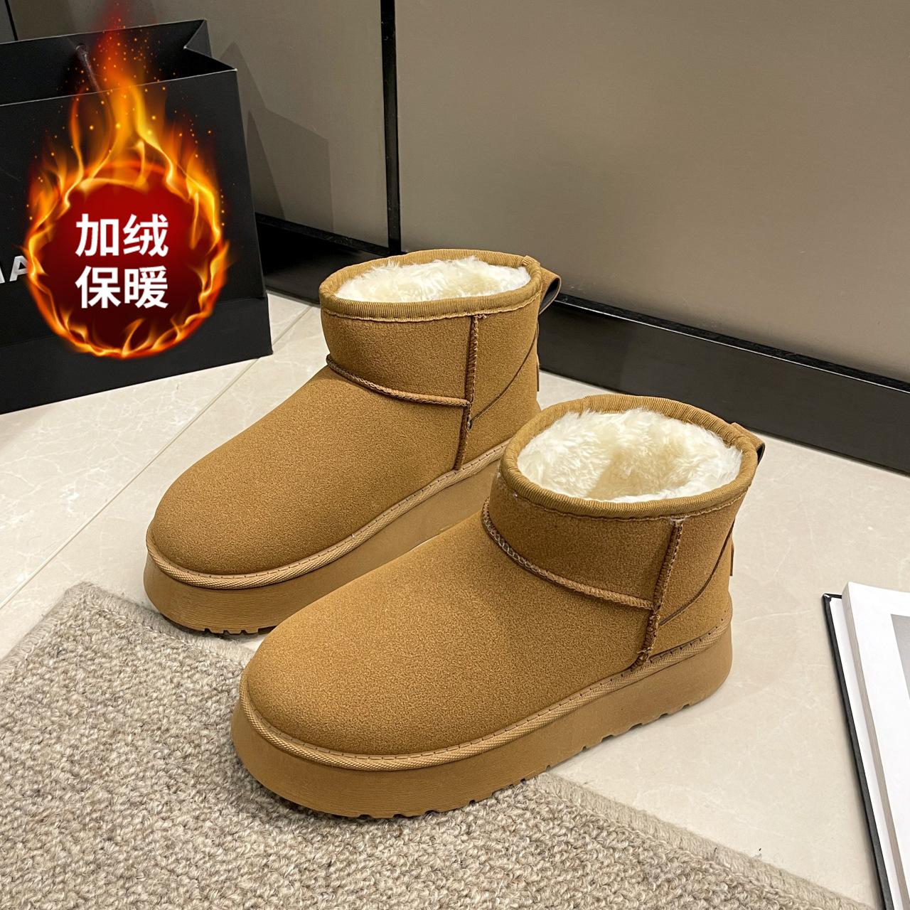 Thick-soled snow boots autumn and winter new velvet warm lazy bread cotton shoes 36