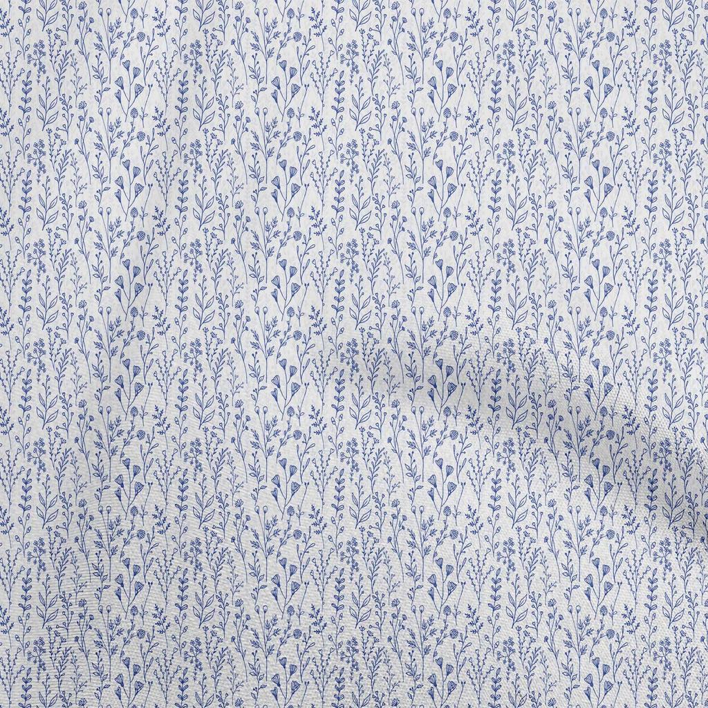 oneOone Cotton Flex Blue Fabric Floral Dress Material Fabric Print Fabric By The Yard 40 Inch