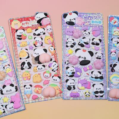 Pegatina Linda de Panda 3D de Dibujos Animados Divertida Creativa Aliviador de Estrés Patas de Trasero de Goma Decoración Pellizca-pellizca Funda de Teléfono Pegatina para Diario para niño