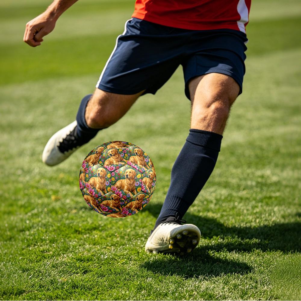 1pc Golden Retriever Garden Theme Soccer Ball Football, Size 5, Lightweight PVC, Outdoor Training Soccer Ball,Sports Gift t61416