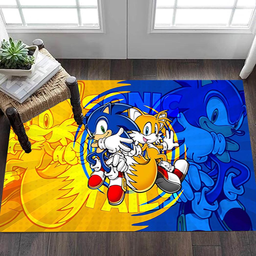 Sonic The Hedgehog Art Print Decoration,Carpet,Living Room,Bedroom, Non-slip,Square rug