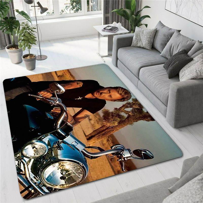 Französischer Rockstar Johnny Hallyday bedruckter Teppich, Spielzimmer, Wohnzimmer, Schlafzimmer, rutschfester Teppich, Fotografie-Requisiten, Geburtstagsgeschenk