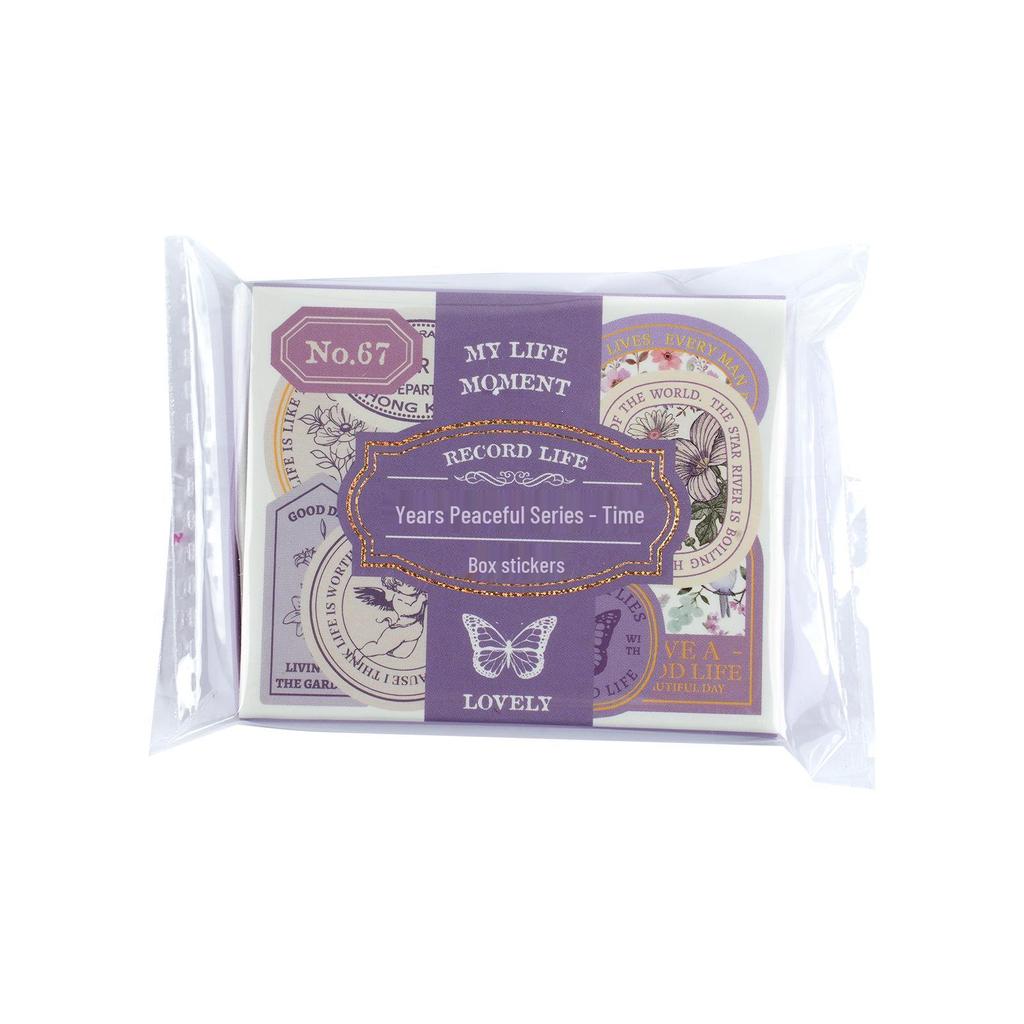 Yi Niao Retro Hot Stamping Sticker Set: 'Years of Peaceful' Series - 40 Pieces, 6 Designs