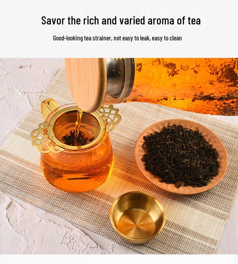 304 Stainless Steel Long Handle Tea Infuser with Double Ear Mesh Strainer Basket