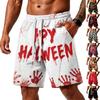 Men's Loose Fit Halloween Themed Athletic Shorts with Elastic Waistband and Multiple Pockets Casual Sportwear Bottoms for Outdoor Activities