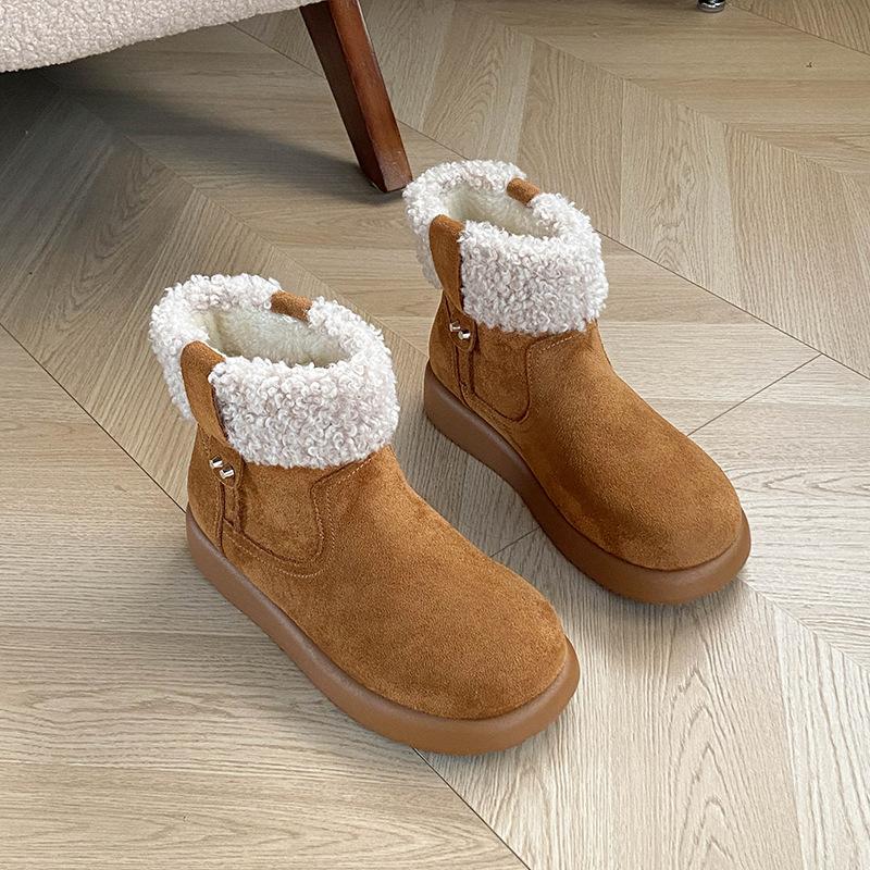 

Women s fashion lightweight height-enhancing soft sole winter warm fur one snow boots velvet lined non-slip casual sports cotton boots 40 верблюд