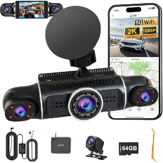 1080P Dual Dash Camera for Car Front and Inside Dashcam Car Security Video Recorder,170°Wide Angle Vehicle Cam,WDR,G-Sensor,2’’ IPS Screen,Loop