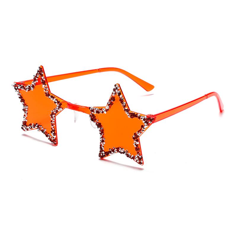 Fashion Candy Color Shades with Crystal Shiny Retro Rimless Star Women Ins Brand Design Sunglasses Chic Beach Sun Glasses