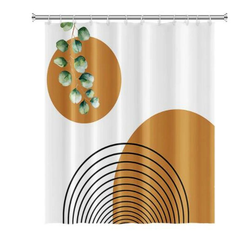 Nordic Wind Abstract Art Boho Shower Curtain Waterproof Polyester Bath Curtain Morandi Color Block Curtains For Bathroom Decor