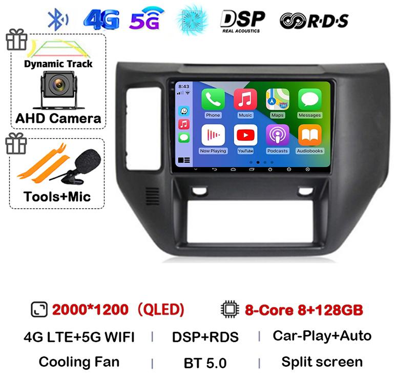 Android 14 Carplay Auto 4G WIFI Car Radio For Nissan Patrol V 5 Y61 2004 - 2011 Multimedia Video Player Navigation GPS Stereo BT