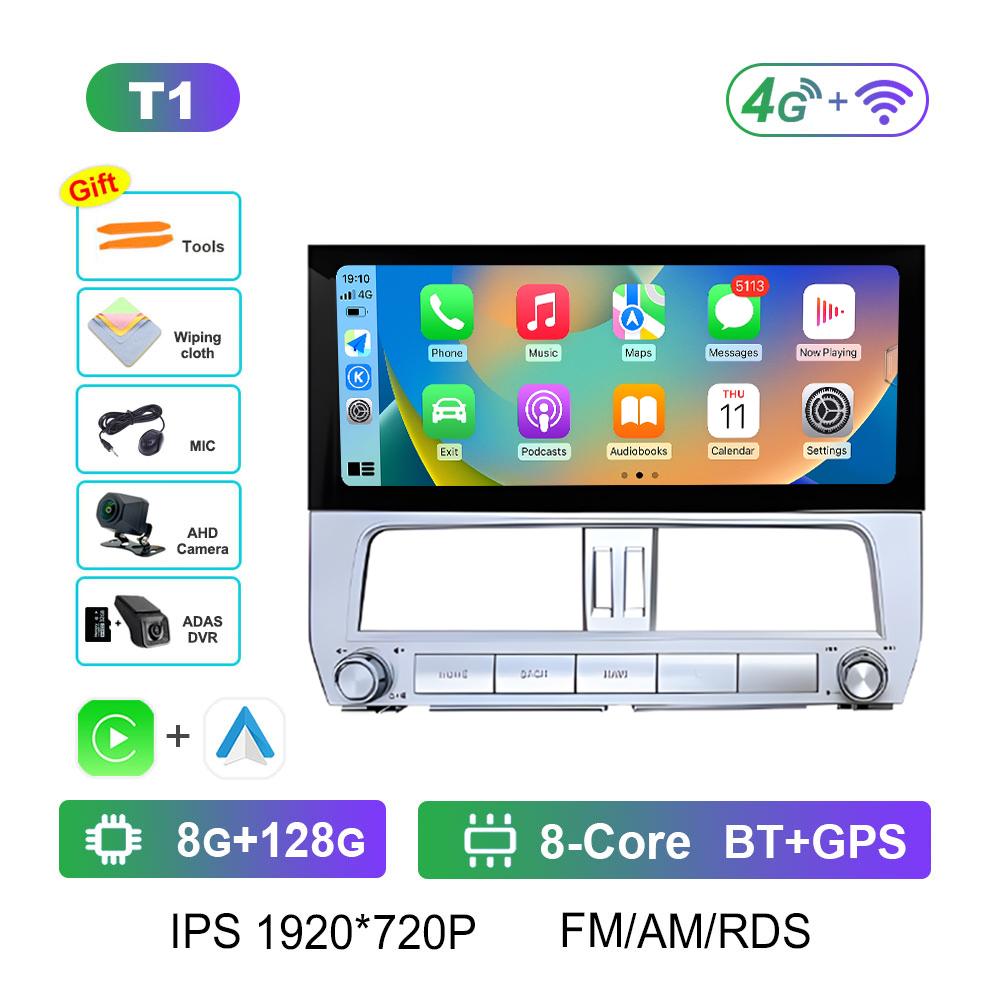 Navigation GPS Wireless Carplay Car Video for Toyota Prado 2018 Radio Player 12.3 Inch Autoradio Bluetooth Cooling Fan Head Unit