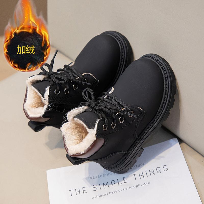 Children's fashion Martin boots Boys' velvet cotton boots 2025 autumn and winter new children's baby short boots Girls' single boots