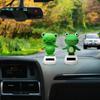 Solar Powered Shaking Head Frog Doll Car Ornament Cartoon Dancing Animated Doll Automobile Dashboard Decoration Car Accessories