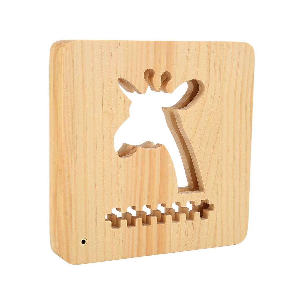 3D Wooden Giraffe Night Lamp Hollow Lamp Home Bedroom Office Decor for Children Friends Family