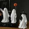 Creative Halloween Statue Resin Small Sculpture Funny Ghost Pumpkin Figurine  Office