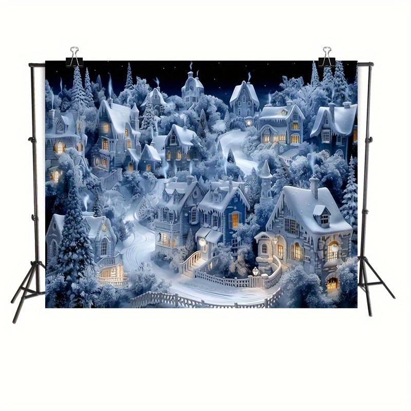Snow Village Winter Wonderland Background - Universal Festival Theme Photography Background,Suitable for Parties and Dec
