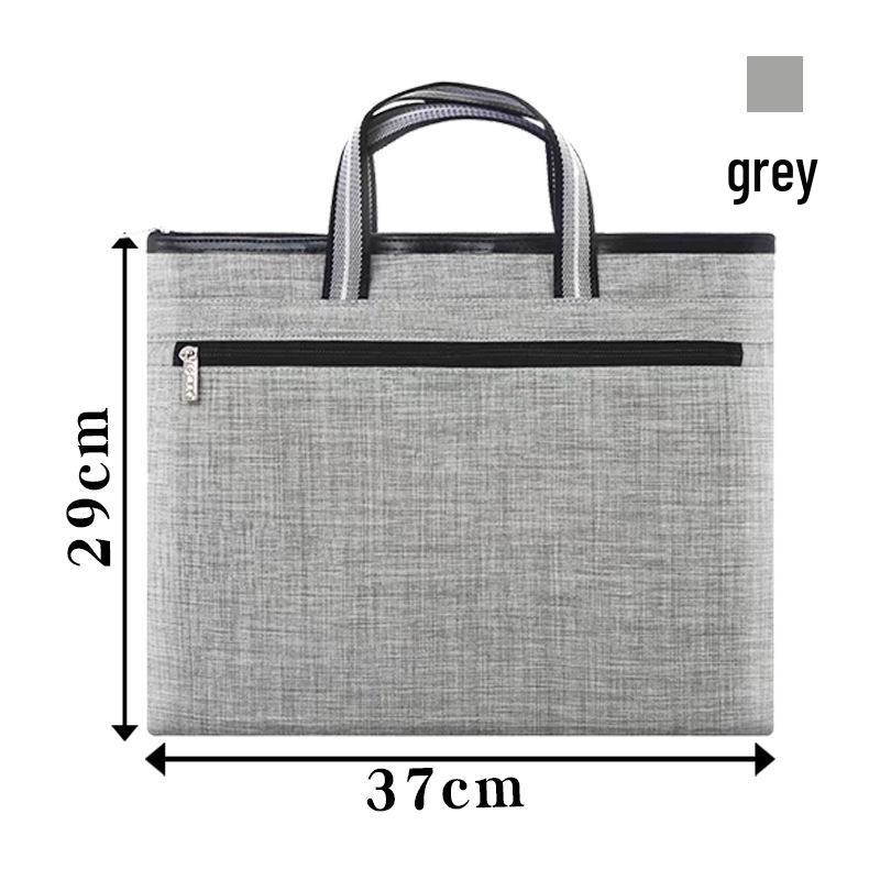 Double Layer Oxford Cloth Briefcase - Large Capacity Handheld Document Bag with Logo Printing for Business Meetings. B4 серый
