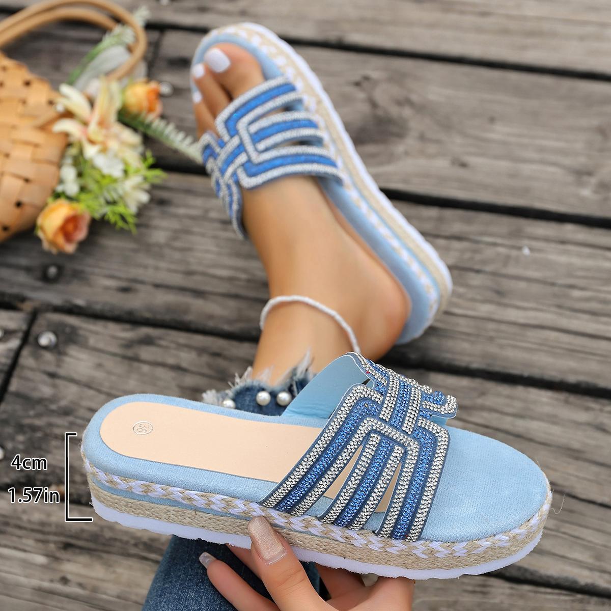 

Модные летние танкетки женские шлепанцы модная удобная обувь женские сандалии на платформе легкие роскошные шлепанцы слайды женские 35 небесно-голубой