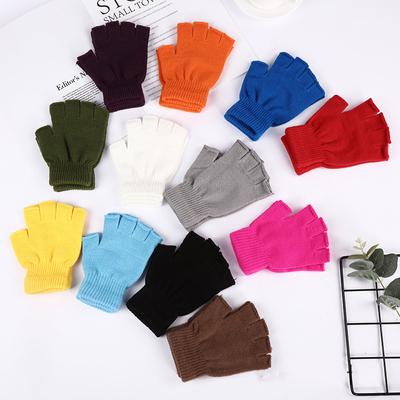 Unisex zimní půlprstové rukavice Pletené otevřené prstové rukavice Teplé elastické rukavice