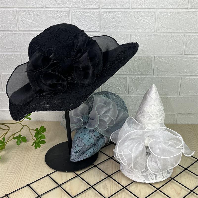 French lace big brim sun hat sun hat European and American fashion foldable beach sun hat face hat