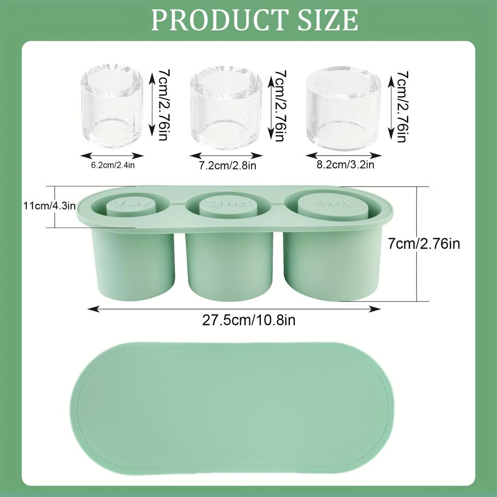 Eiswürfelform für 30oz-40oz Becher 3 Silikon-Hohlzylinder-Eisform mit Deckel