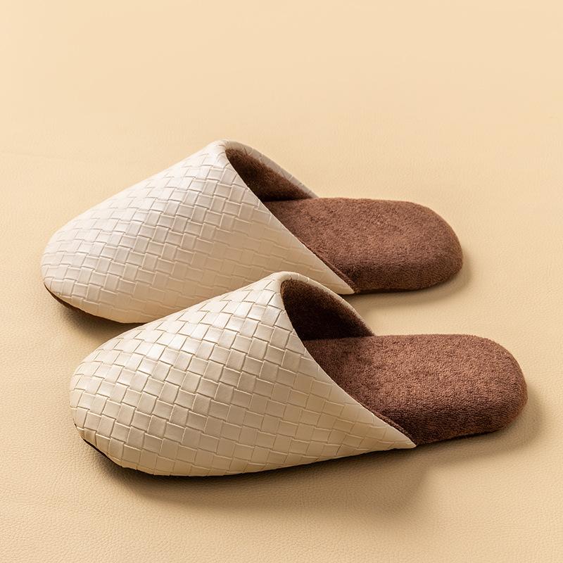 Silent soft bottom waterproof pu cotton slippers couple home indoor non-slip warm slippers 36-37