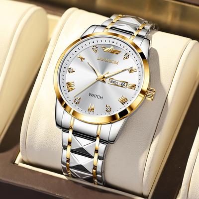 Neue Top-Marke Luxus Herrenuhr mit Box wasserdicht Doppelkalender leuchtende Herren Quarzuhren