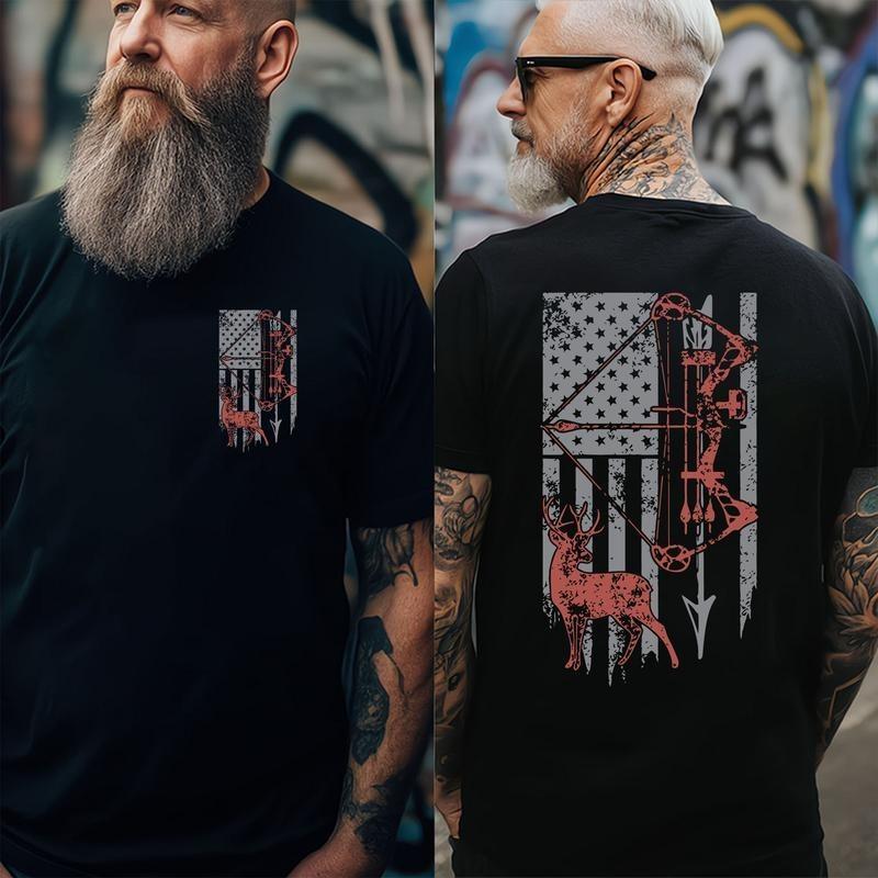Hunting Shirt with American Flag, Bow Hunting T-shirt, American Hunter Shirt, Hu Unisex T-Shirt XL