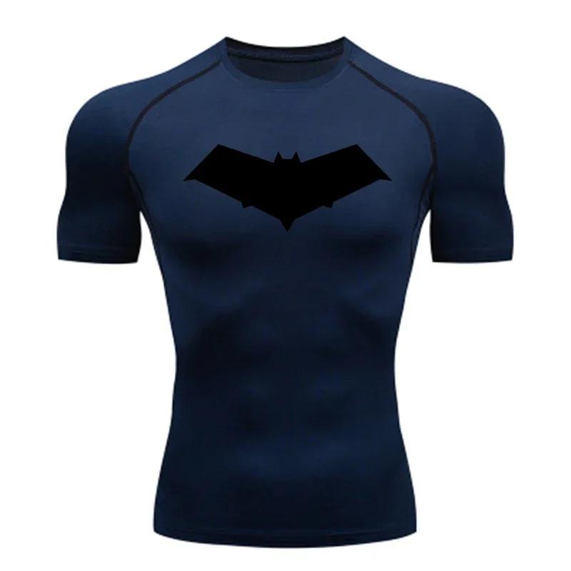 Clothing Fitness Compression Running T-Shirt Men Tops Bat Printing T Shirts Men Quick-Drying Gym Sportswear Jersey Tee For Male