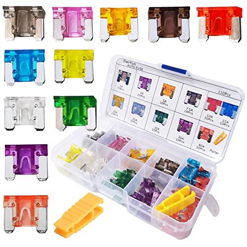 

DanYun 110 шт. Низкопрофильные предохранители Мини плоские предохранители Автомобильные ножевые предохранители 2A 3A 5A 7.5A 10A 15A 20A 25A 30A 35A 40A по 10 шт. каждого с инструментом для извлечения предохранителей для C