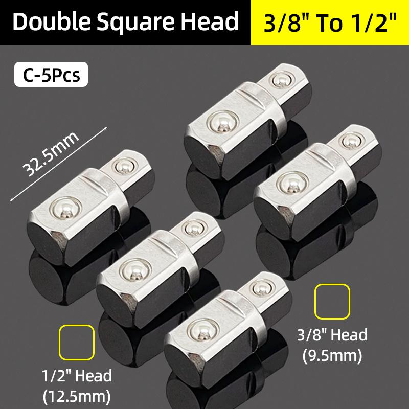 Double Square Head Socket Adapter Converter Reducer Set 1/4 3/8 1/2 Impact Drive Ratchet Wrench Socket Adaptor Repair Hand Tool