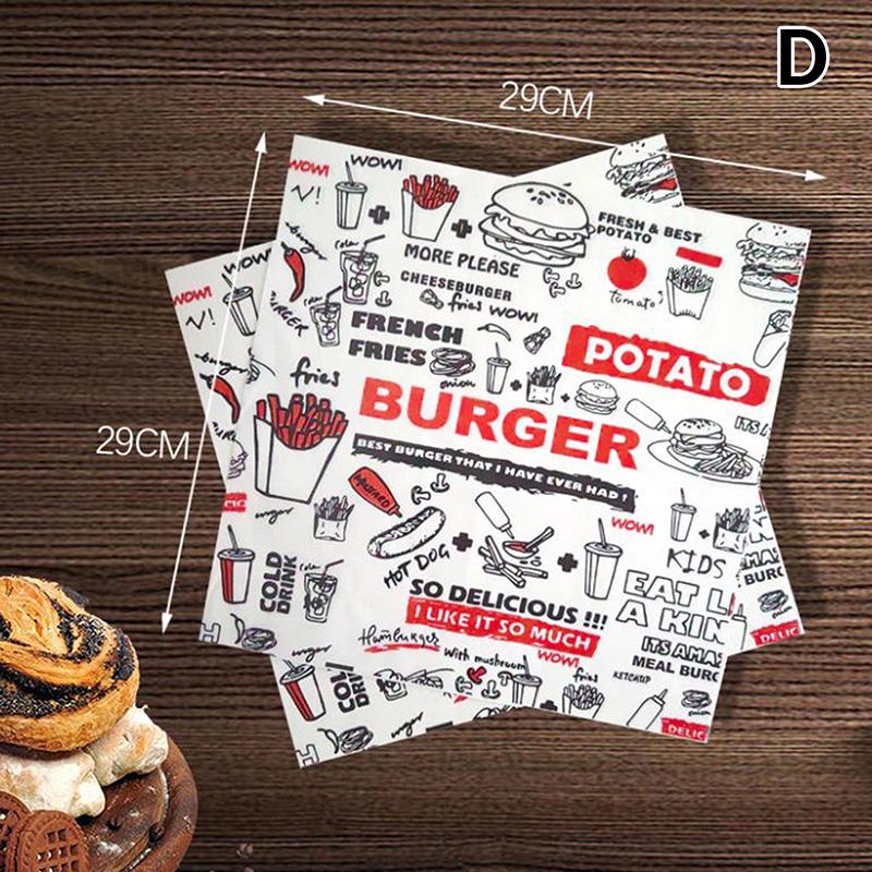 50 ks Olejivzdorný pekařský obal na jídlo Voskový papír Obal na burger a hranolky Olejivzdorný papír Kuchyňský Sendvič Chléb Jídlo Pekařské nářadí Podložka