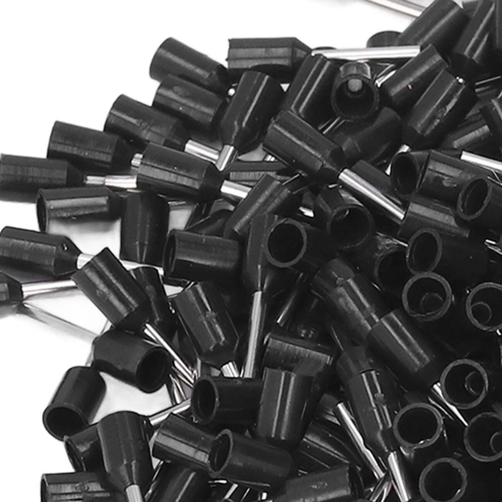 1000PCS Durable E0508 Ferrule Terminal 22AWG Tubular Insulated Crimping Terminal Black Color Cable Crimp Sleeve Machinery