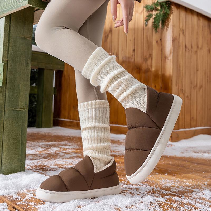 Cotton slippers autumn and winter bag with indoor home warmth and velvet thick bottom strap heel couple hair slippers