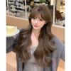 Net Sensation Tea Tea Wig: Brightening Milk Tea Gray-Brown, Korean Style with Big Waves, Elegant Face-Slimming, Realistic Full Head for Women