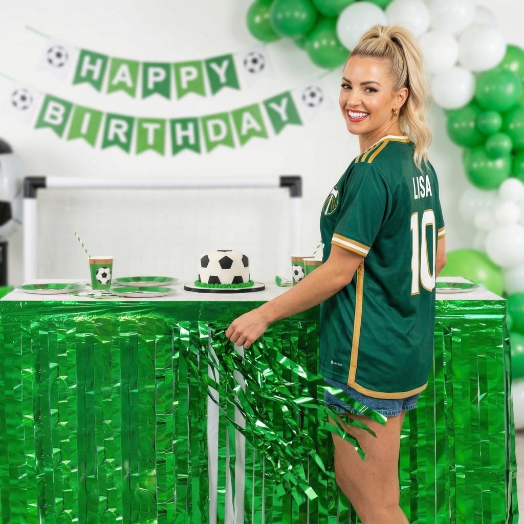 Table Skirt, Birthday Party Table Decoration, Soccer Ball Tassel Table Curtain