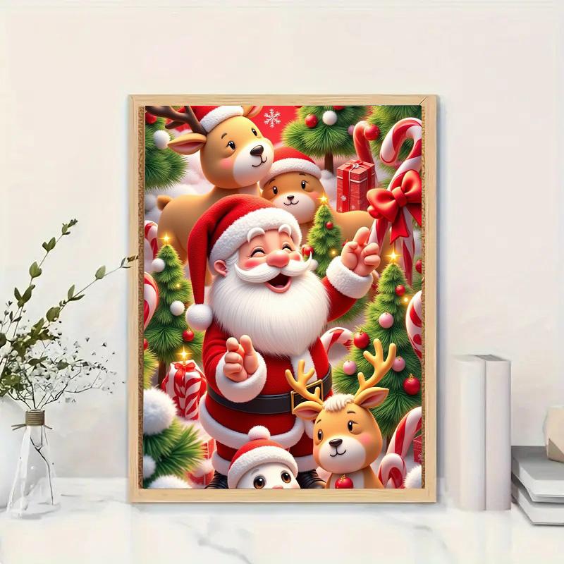 Full Drill Xmas Holiday Diamond Painting Kit 5D Diamond Embroidery Handmade Crafts Rhinestone Art Room Wall Decor