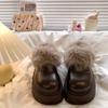 Outer wear heightened thick-soled bag head half slippers women's plush fluffy slippers new winter waterproof cotton mop
