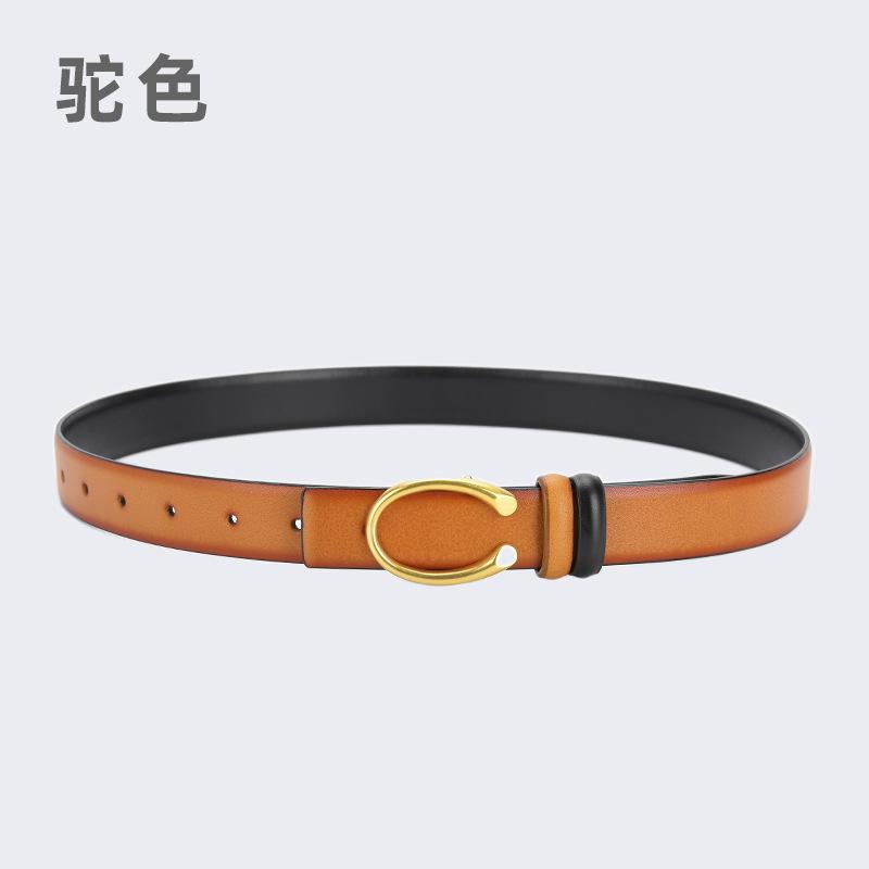 Four Seasons Available New Simplified Version Double Sided Buckle Belt Alloy Women'S Belt Fashion Versatile Leather Decorative Thin Belt