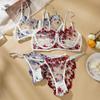 Sexy Podprsenka + Kalhotky 2dílná Sada Spodního Prádla Intimní Prodyšné Sady Květinová Výšivka Podprsenky Oblek Dámské Průsvitné