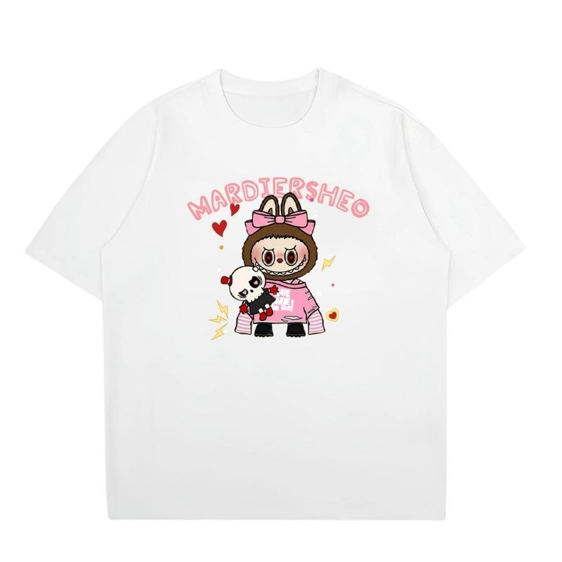 

Мультяшная графическая футболка Labubu для детей и взрослых с принтом, летняя, мужская и женская, модная, для улицы, футболка с коротким рукавом, топ, одежда 100