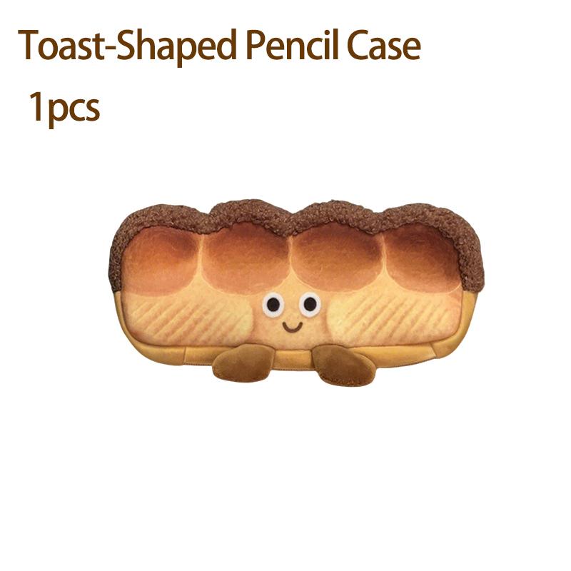 1pcs Cookie Pencil Case Bread Pencil Case Toast Pencil Case Unisex Stationery Large Capacity Portable Bag Cosmetic Pouch