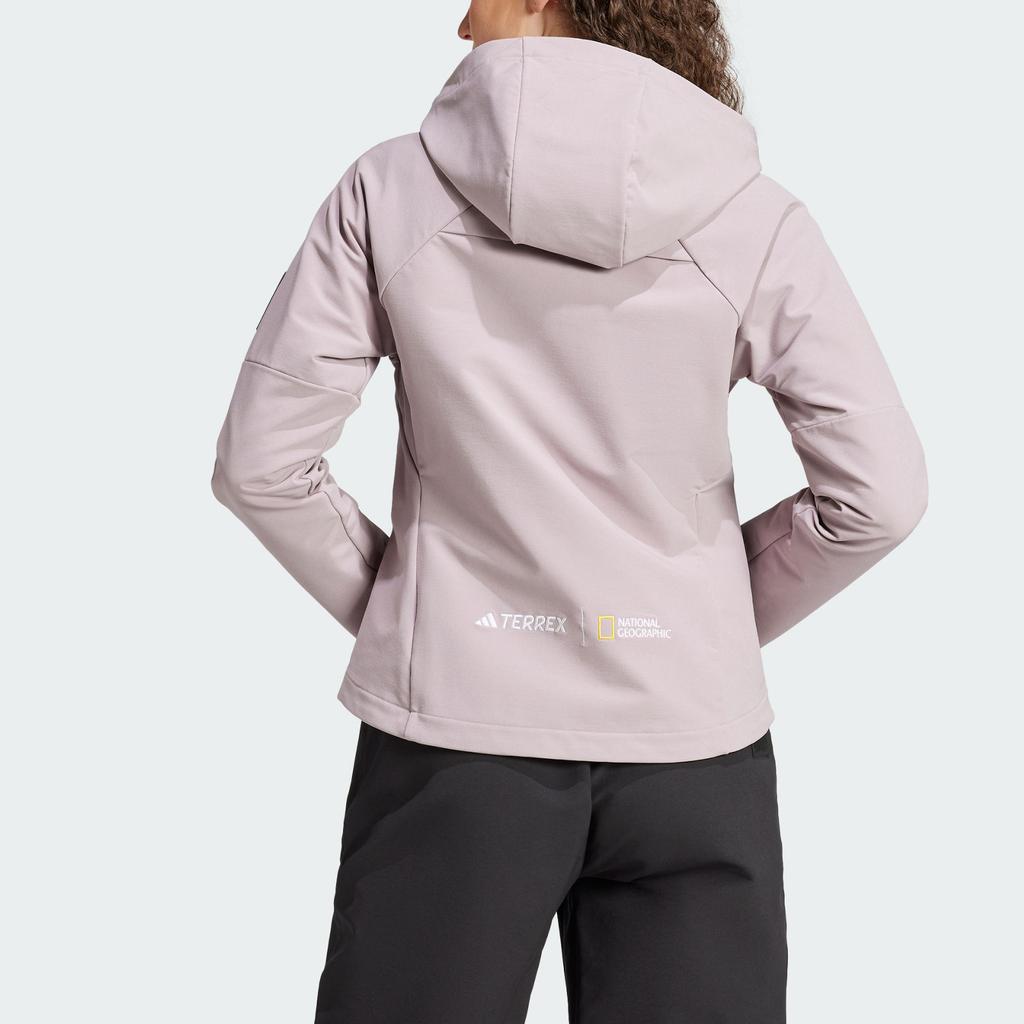 Adidas X Terrex X National Geographic FW24 Softshell Hooded Solid Color Casual Long Sleeve Jacket Women Jackets Purple Pink IX5630