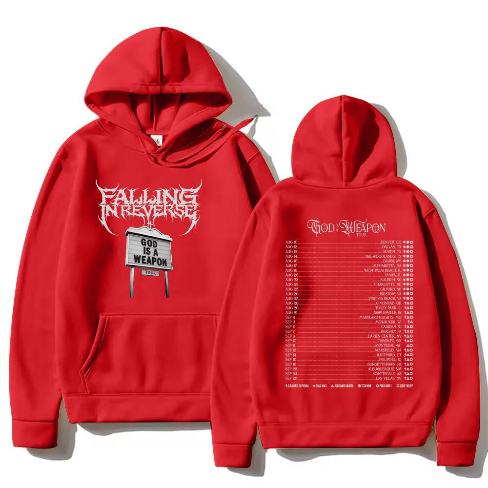 Falling In Reverse God Is A Weapon Tour 2025 Hoodies Men Women Gothic Casual Oversized Sweatshirt Vintage Aesthetic Trends Hoody