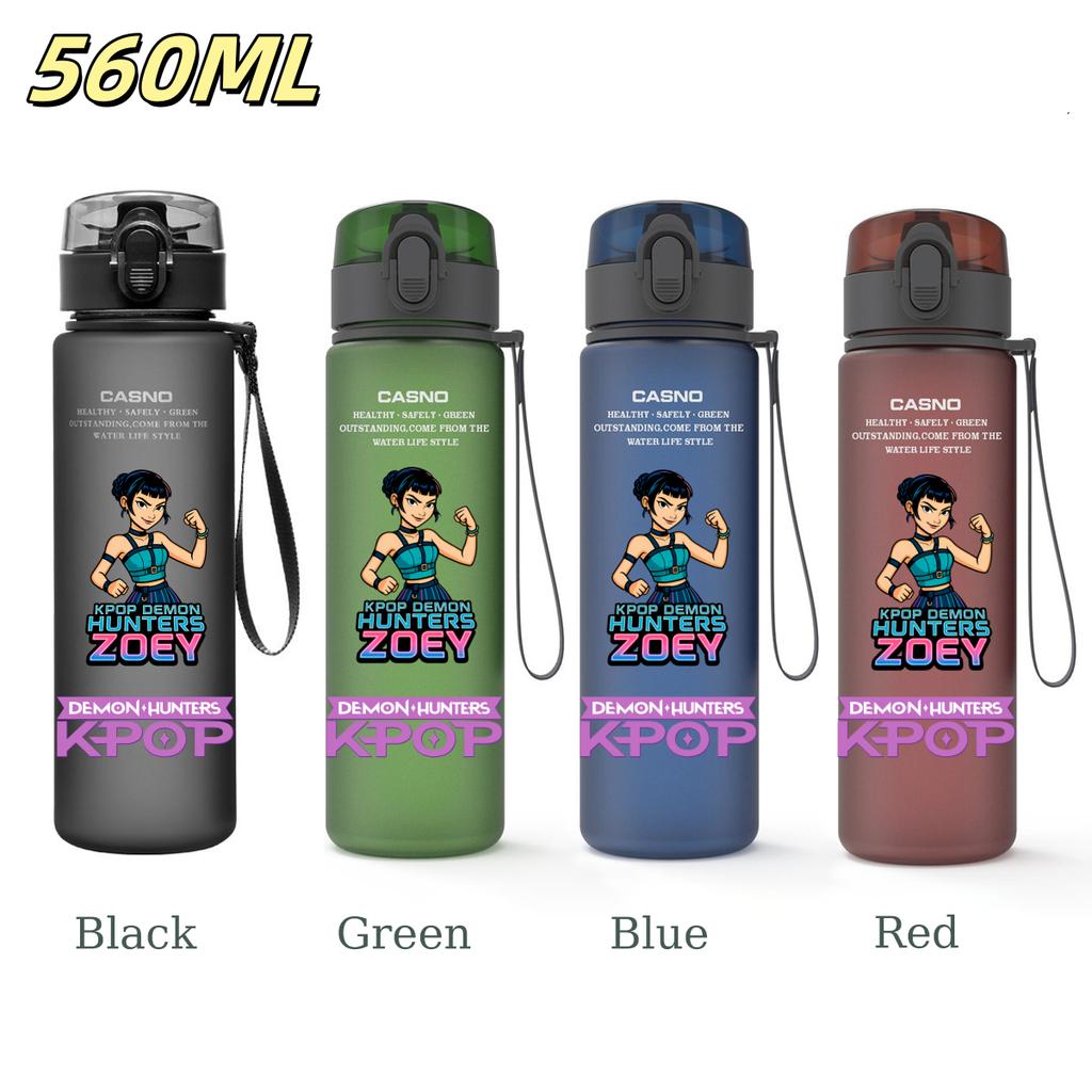 560ML KPop Demon Hunters Plastic Cartoon Pattern Water Cup Tall Superior Quality Children Outdoor Sports Drinking Water Bottle Birth Date Present