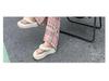 Petite Retro Pink Plaid Wide-Leg Pants, 150cm