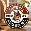 Vintage Squirrel Warning Sign Rustic Metal Plaque Nut Theft Deterrent Bird Feeder Outdoor Wall Decor Wildlife Art